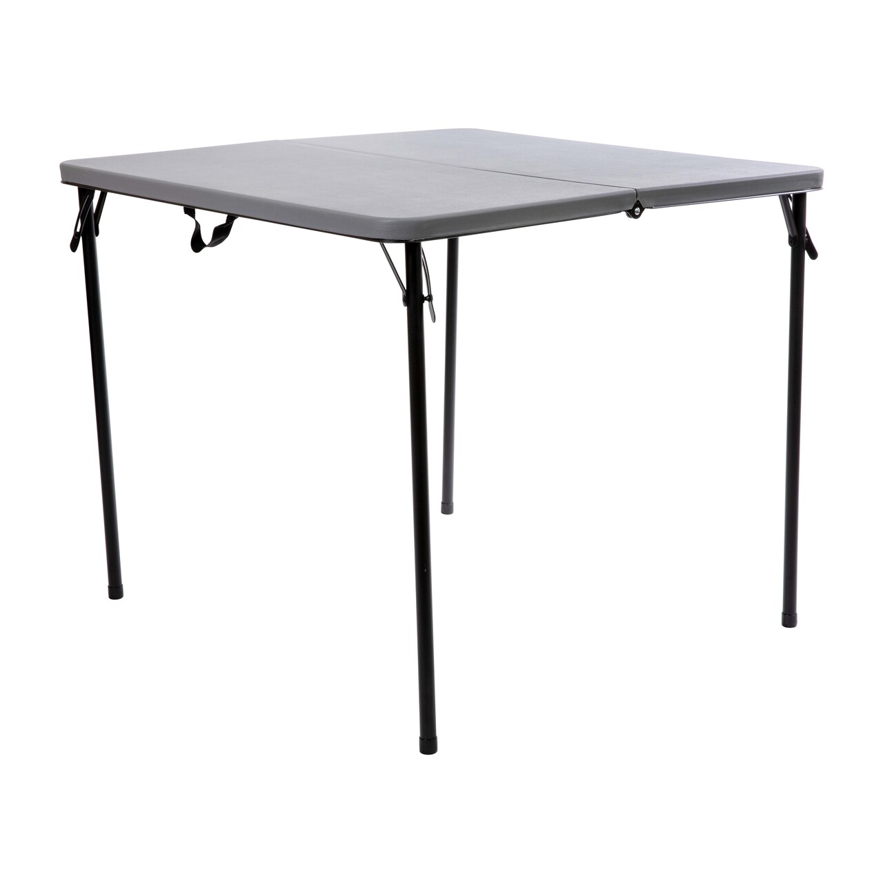 Emma and Oliver 2.83-Foot Square Bi-Fold Plastic Folding Table with Carrying Handle